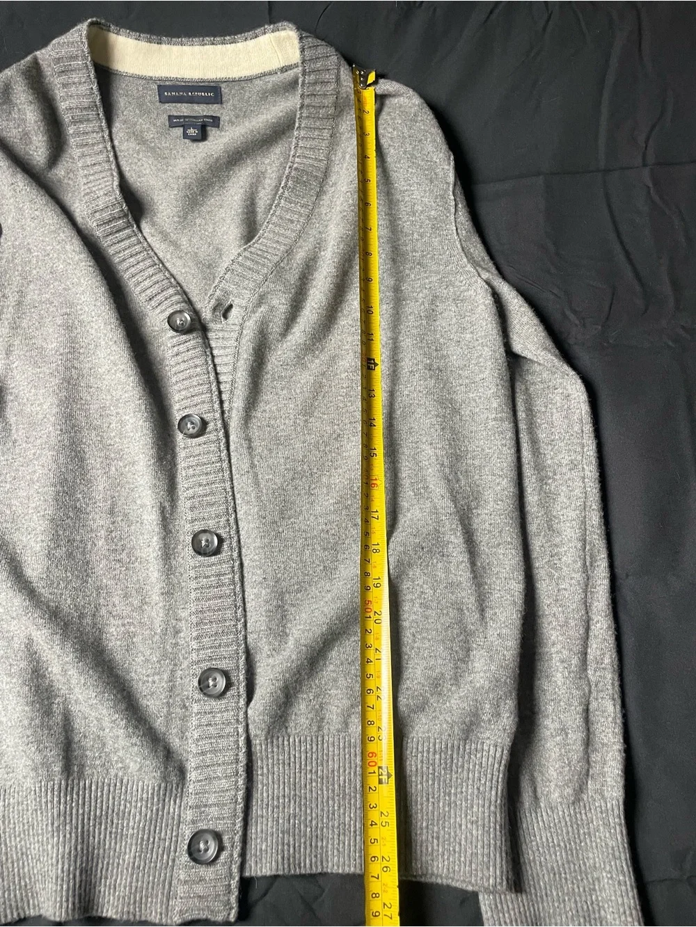 Banana Republic Italian Wool Men's Heather Gray V-Neck Button Cardigan